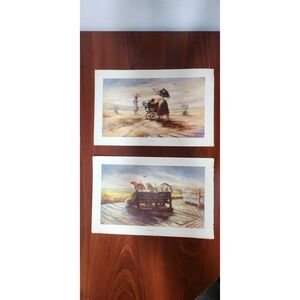 Vintage Alfieri The Beach & The Boardwalk Lithograph Prints Set of 2